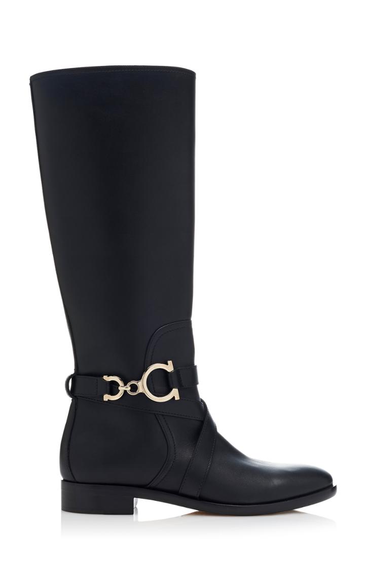 Salvatore Ferragamo Sarah Leather Riding Boots