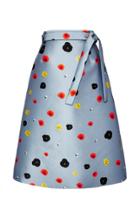 Rhie Grey Floating Flower And Skull Print A-line Skirt