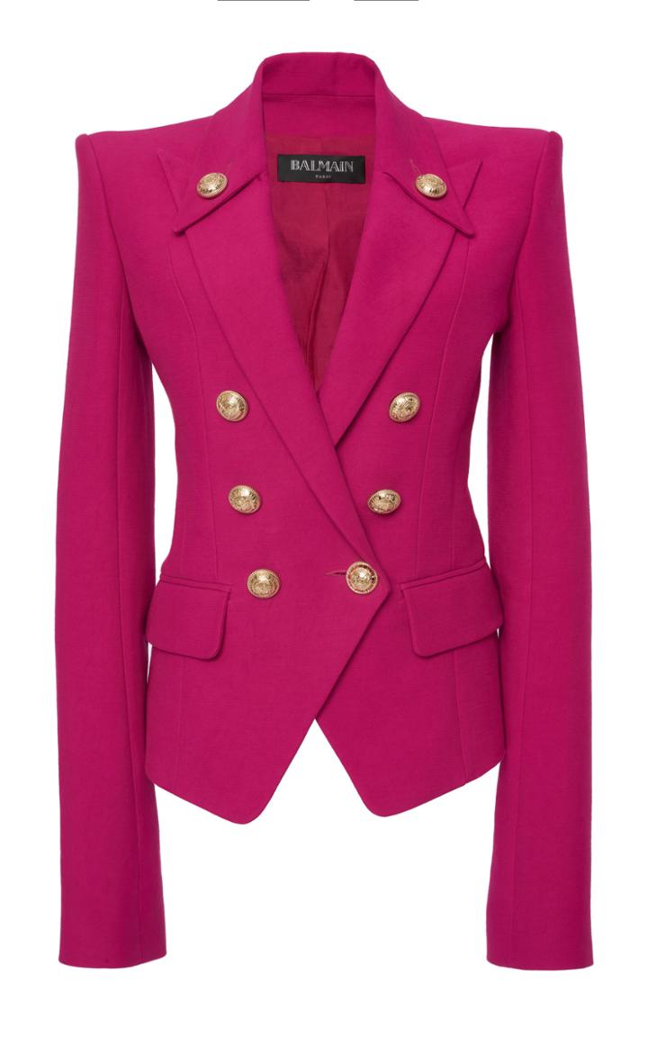Balmain Fitted Peak Lapel Cotton Jacket