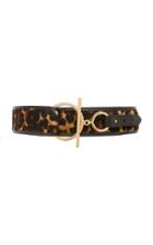 Maison Boinet Leopard-print Calf Hair And Leather Belt Size: 75 Cm