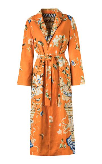 Maison Alma Calor Y Rosas Linen Wrap Coat