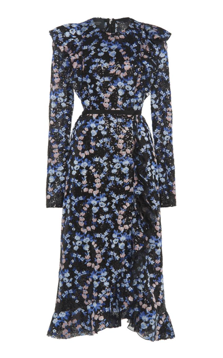 Giambattista Valli Sequined Floral Chiffon Dress