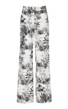 Adam Lippes Printed Twill Pintuck Wide Leg Trousers