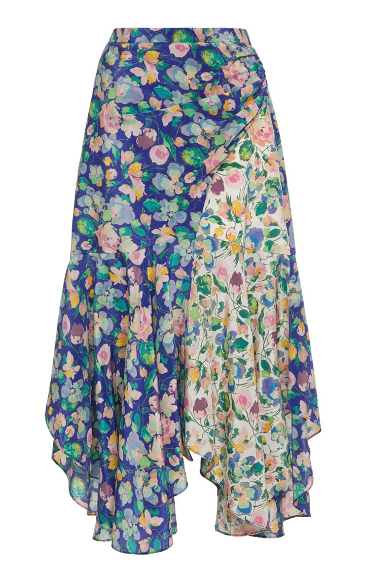 Amur Vicky Ruched Silk Midi Skirt