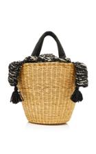 Muun Tasseled Canvas-trimmed Crochet-knit And Straw Tote