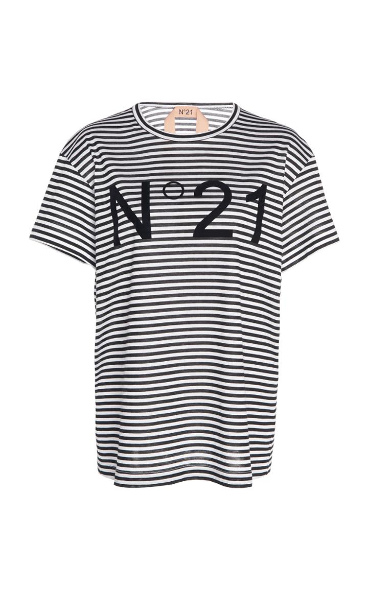 N 21 N&deg;21 Tarina Stripe Logo Cotton T-shirt