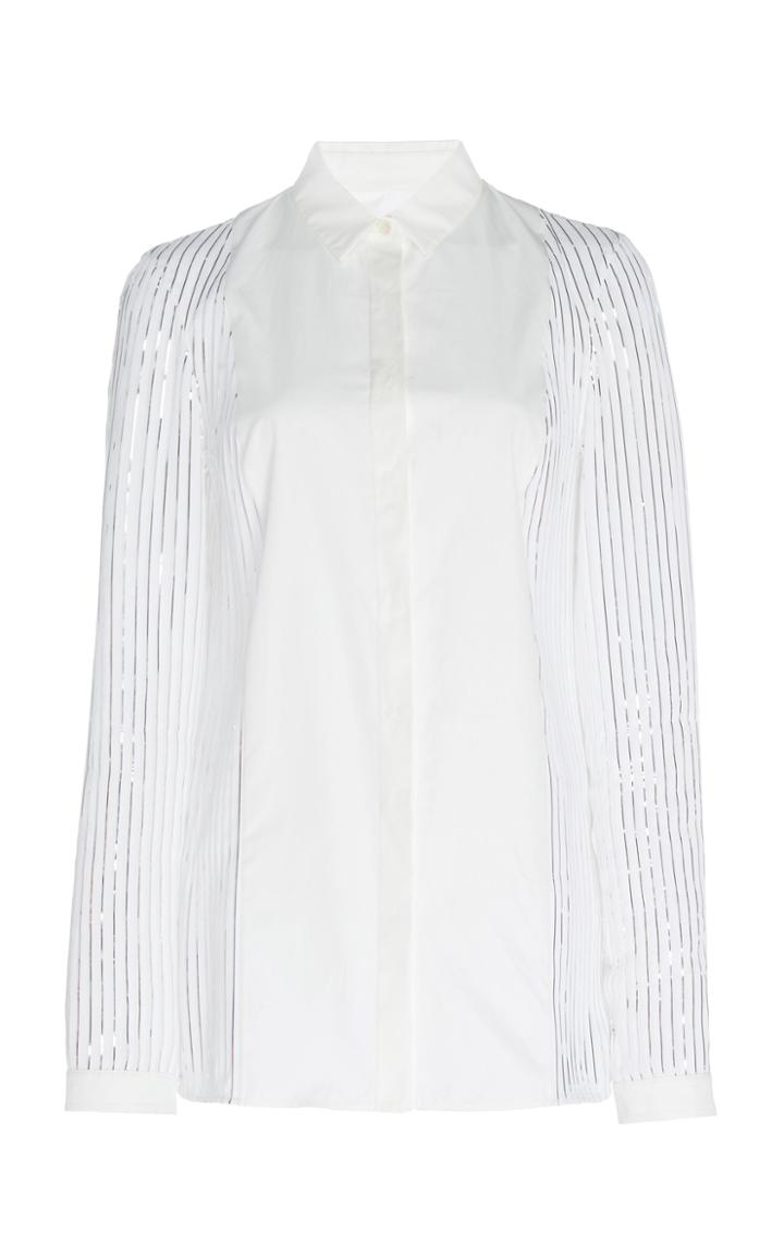 Akris Metallic Foil-pleated Blouse