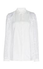 Akris Metallic Foil-pleated Blouse