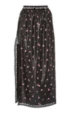 Alexander Wang Intarsia-trimmed Floral-print Satin Midi Skirt