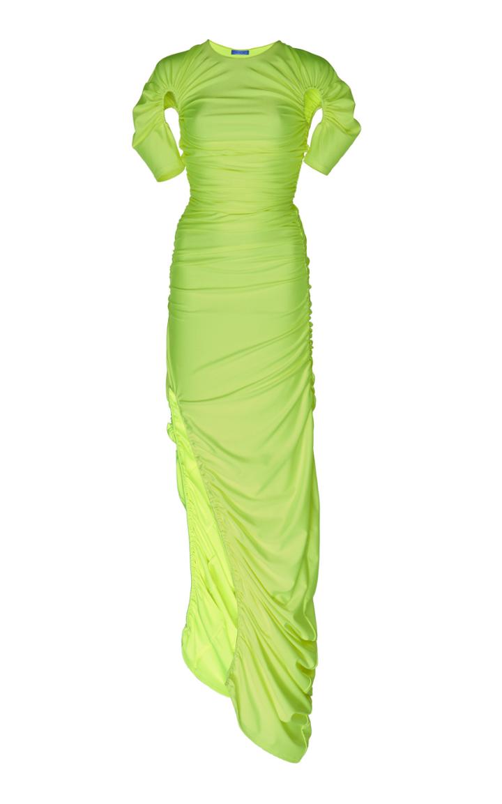 Mugler Short Sleeve Cut Out Ruched Dress