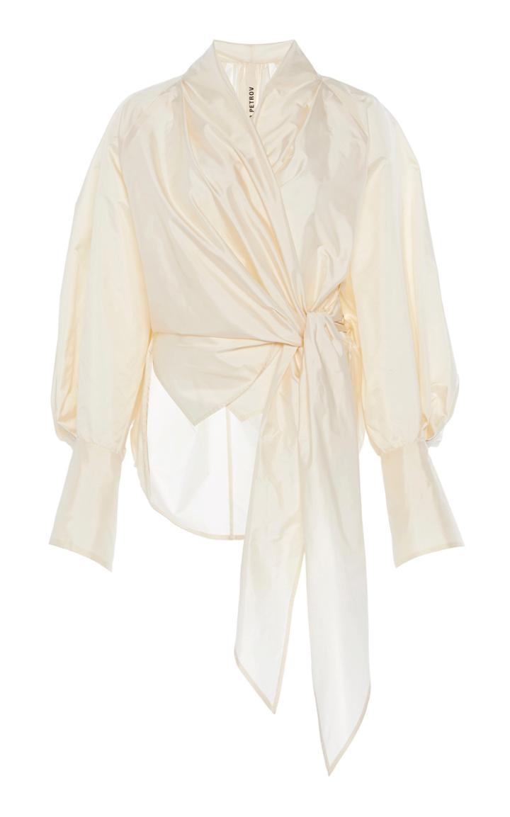 Moda Operandi Petar Petrov Callula Puffed Sleeve Silk Top Size: 34