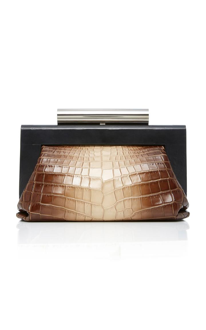 Devi Kroell Beluga Crocodile Clutch