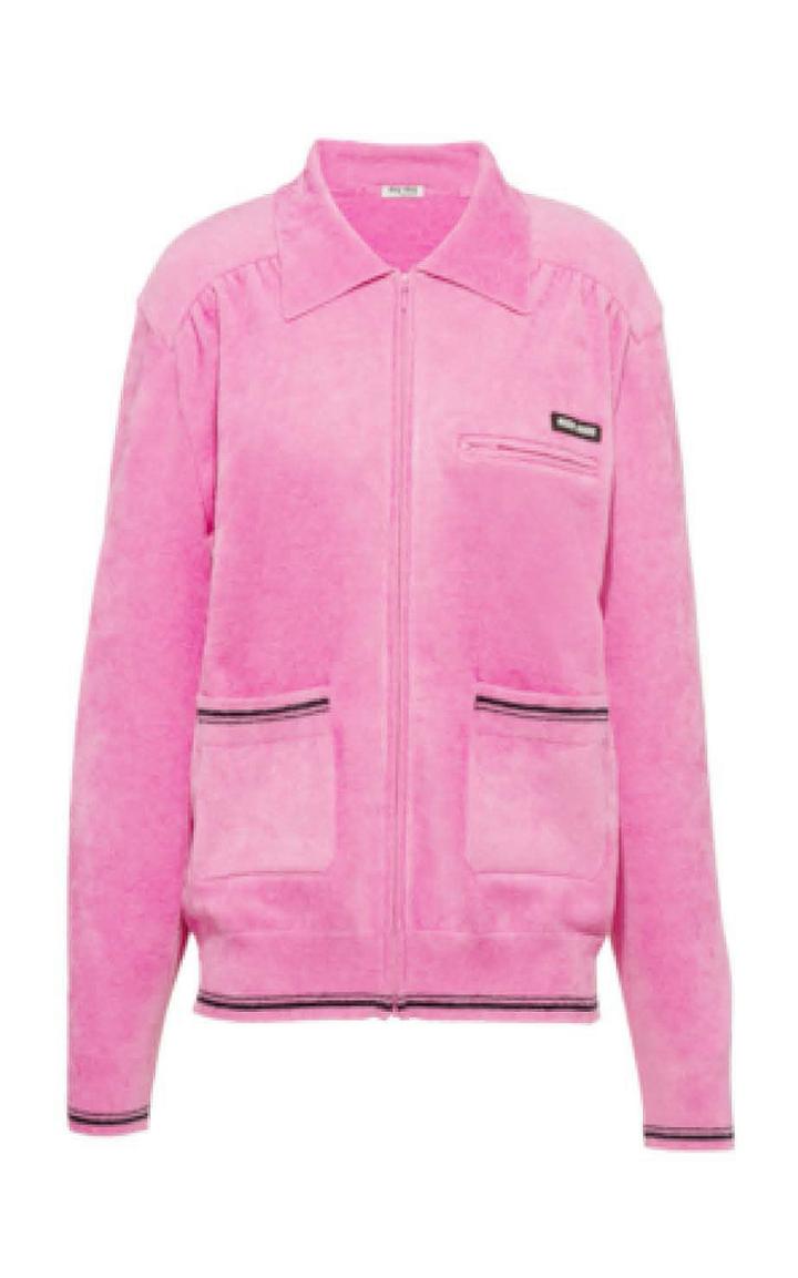 Moda Operandi Miu Miu Chenille Zip Cardigan Jacket
