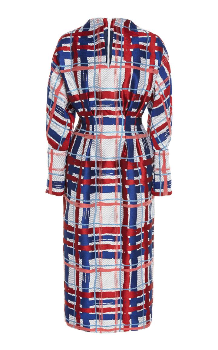 Stella Jean Structured Plaid Midi Dress