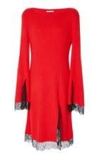 Adeam Lace Trimmed Slit Knit Dress