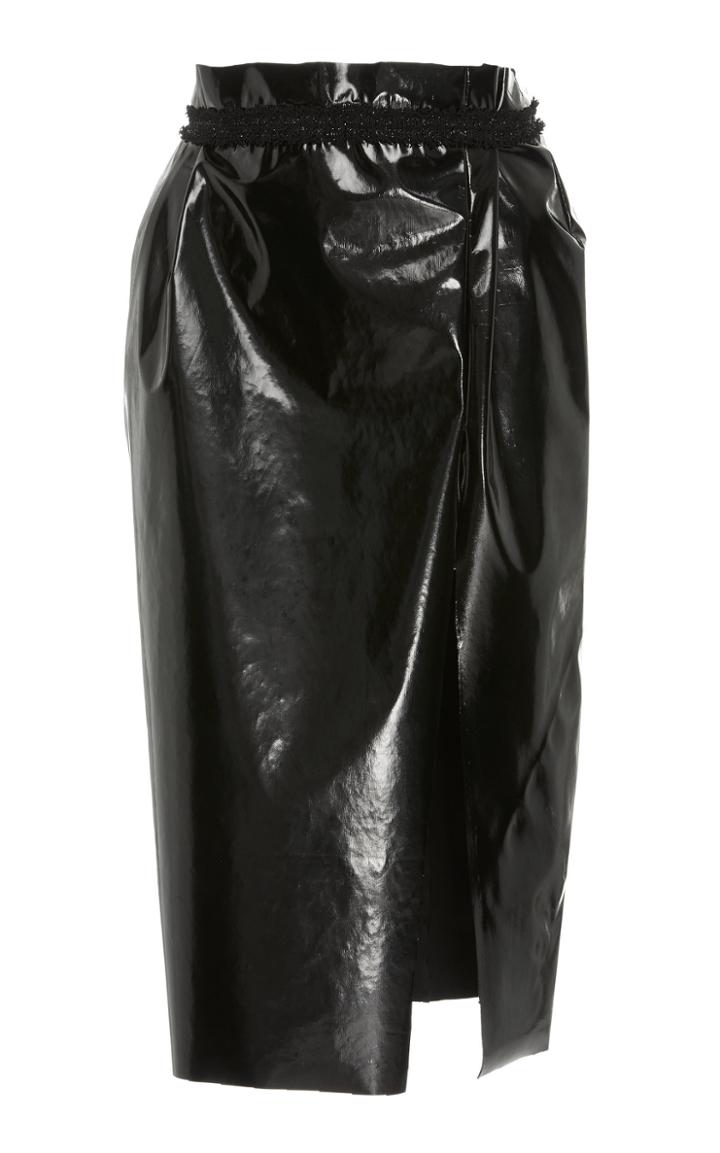 Daniele Carlotta Vinyl Midi Skirt With Front Slit