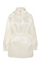 Brandon Maxwell Hooded Silk And Cotton-blend Mini Dress
