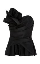 Marchesa Strapless Asymmetrical Satin Top