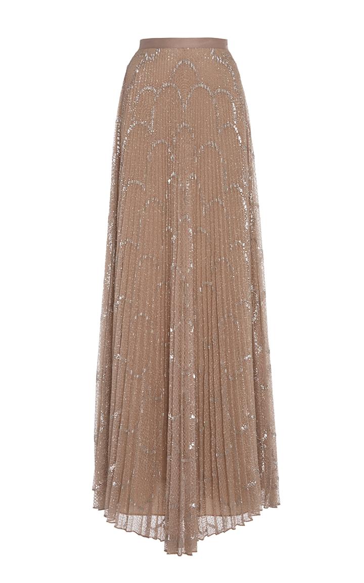 Alexis Teresa Pleated Sequin Maxi Skirt