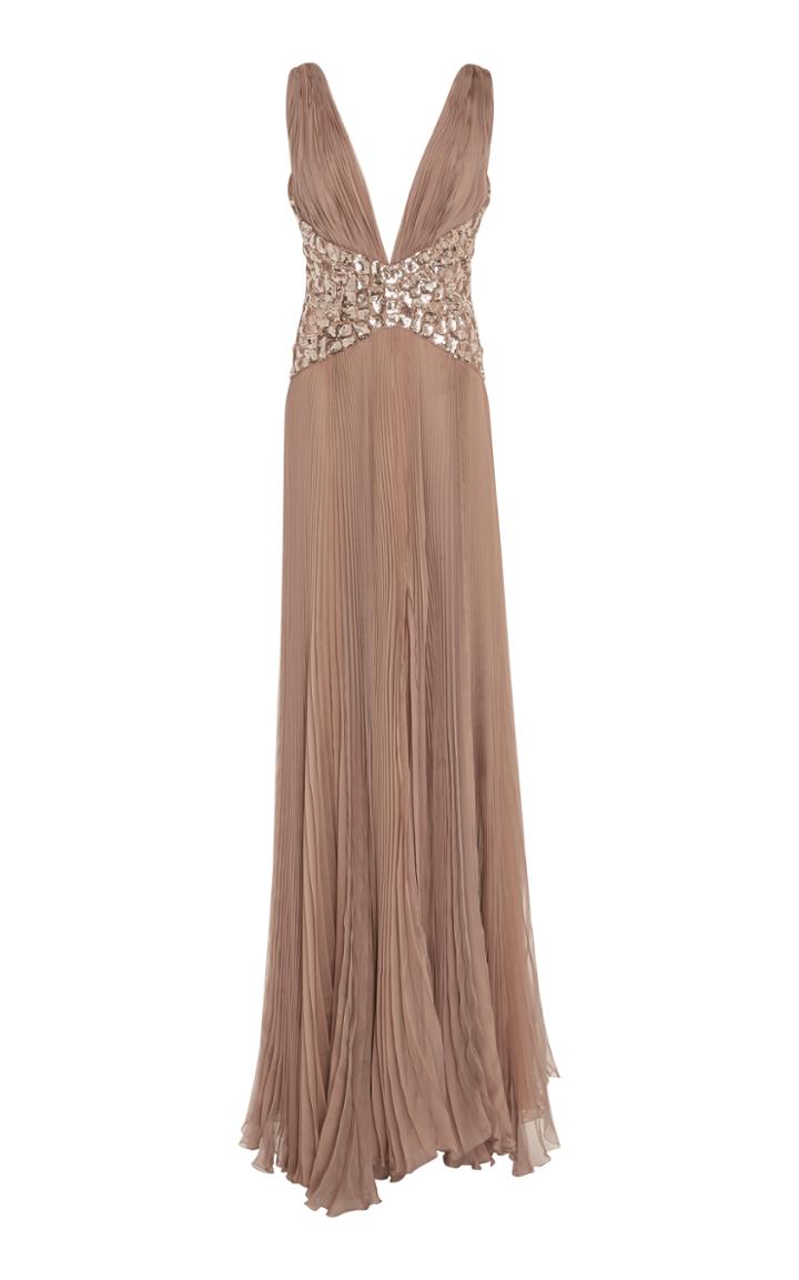 Roberto Cavalli Embellished Pleated Gown
