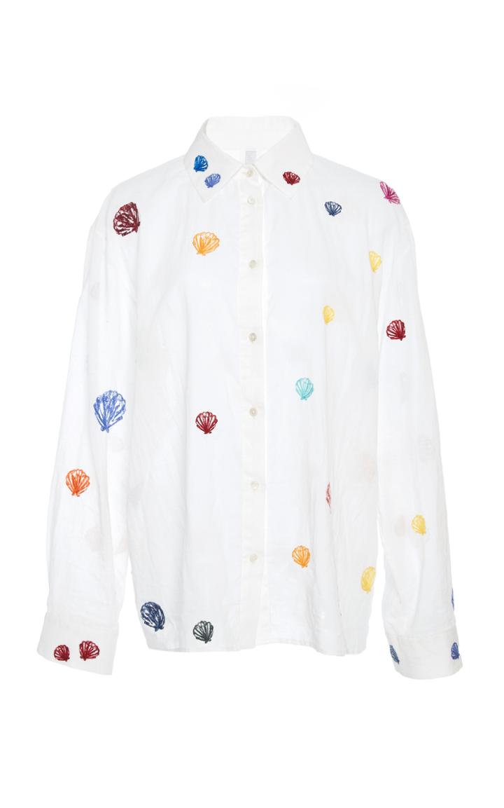 Rosie Assoulin Rainbow Embroidered Button Down