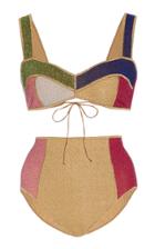 Oseree Color-block Lurex Bikini Set
