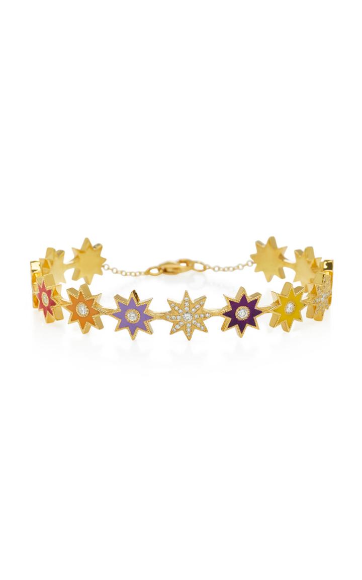Colette Jewelry 18k Gold Pave Diamond And Enamel Bracelet