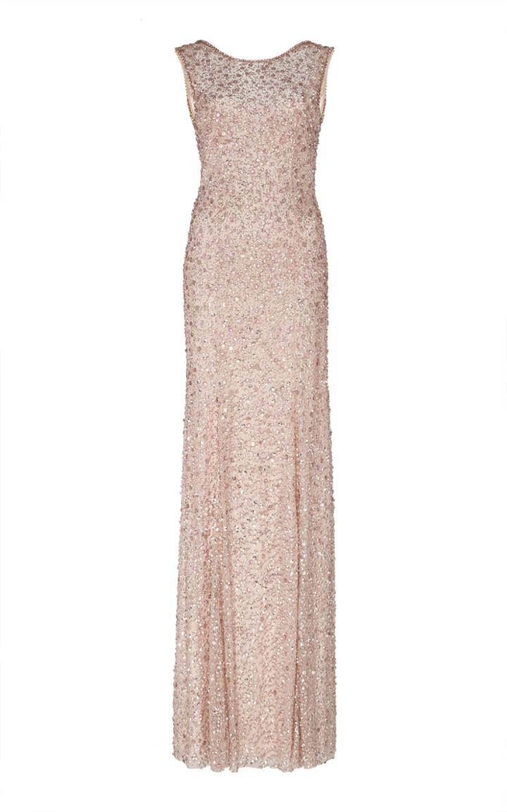 Jenny Packham Leona All Over Sequin Sleeveless Gown