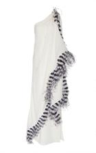 Prabal Gurung Ankara Feather-trimmed One-shoulder Silk Gown