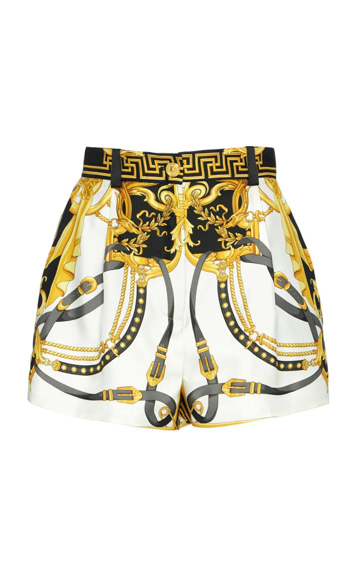 Versace Printed Silk-satin Mini Shorts