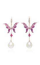 Hanut Singh One-of-a-kind Pink Sapphires And Pearl Butterfly Earrings