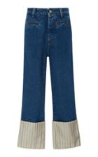Loewe Striped Poplin-paneled High-rise Straight-leg Jeans