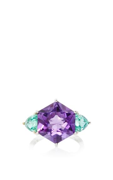 Paolo Costagli Hexagonal Amethyst And Trillion Shape Mint Tourmaline Ring