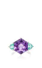 Paolo Costagli Hexagonal Amethyst And Trillion Shape Mint Tourmaline Ring
