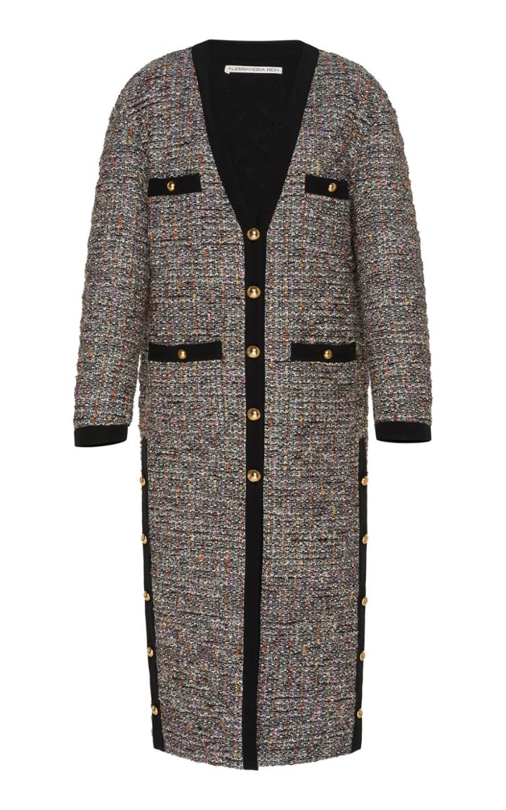 Alessandra Rich Matelass Tweed Long Cardigan