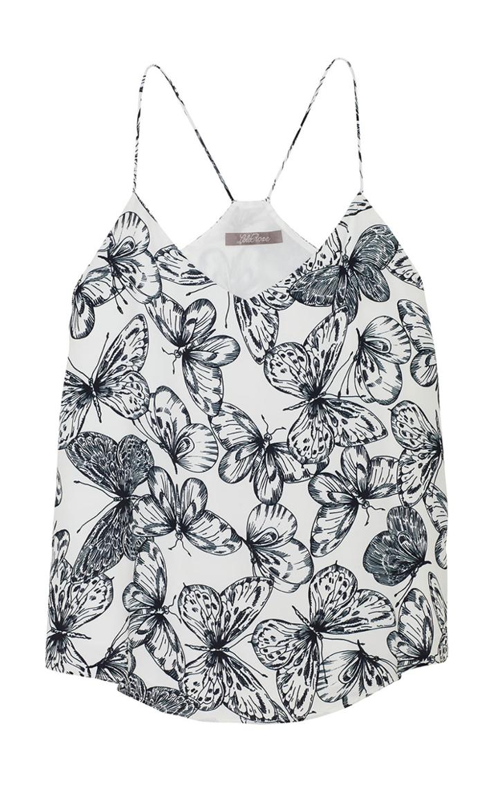 Moda Operandi Lela Rose Butterfly Printed Georgette V-neck Tank Top