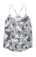 Moda Operandi Lela Rose Butterfly Printed Georgette V-neck Tank Top