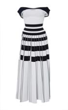 Carolina Herrera Off The Shoulder Striped A Line Dress