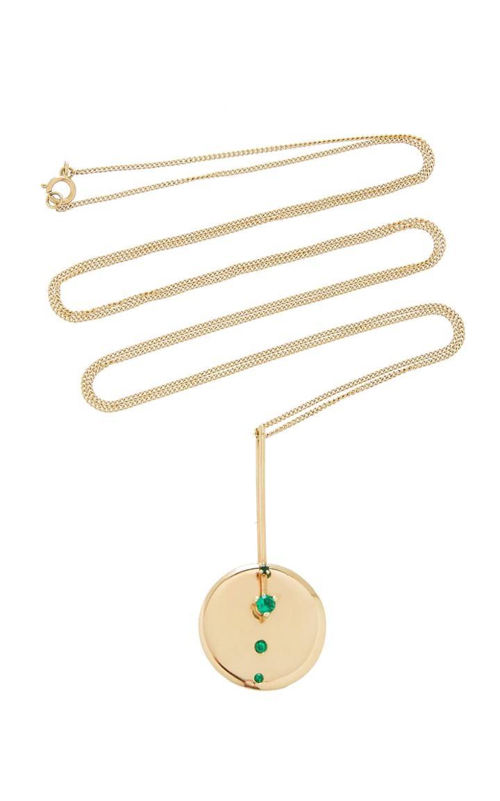 Wwake Spinning Emerald Medallion 30 Necklace