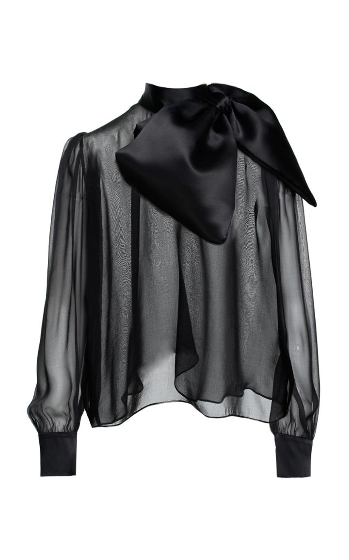 Anouki Silk Draped Bow Blouse