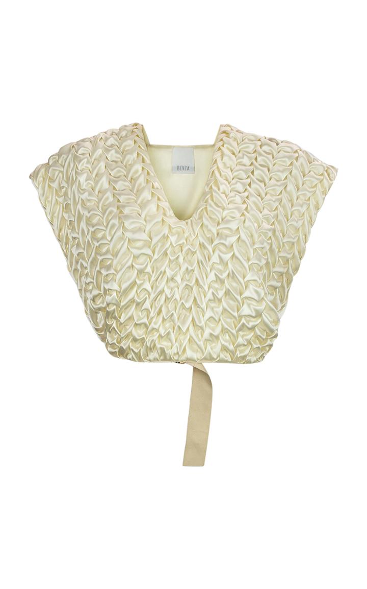 Moda Operandi Bevza Spikelet Silk-satin Cropped Top