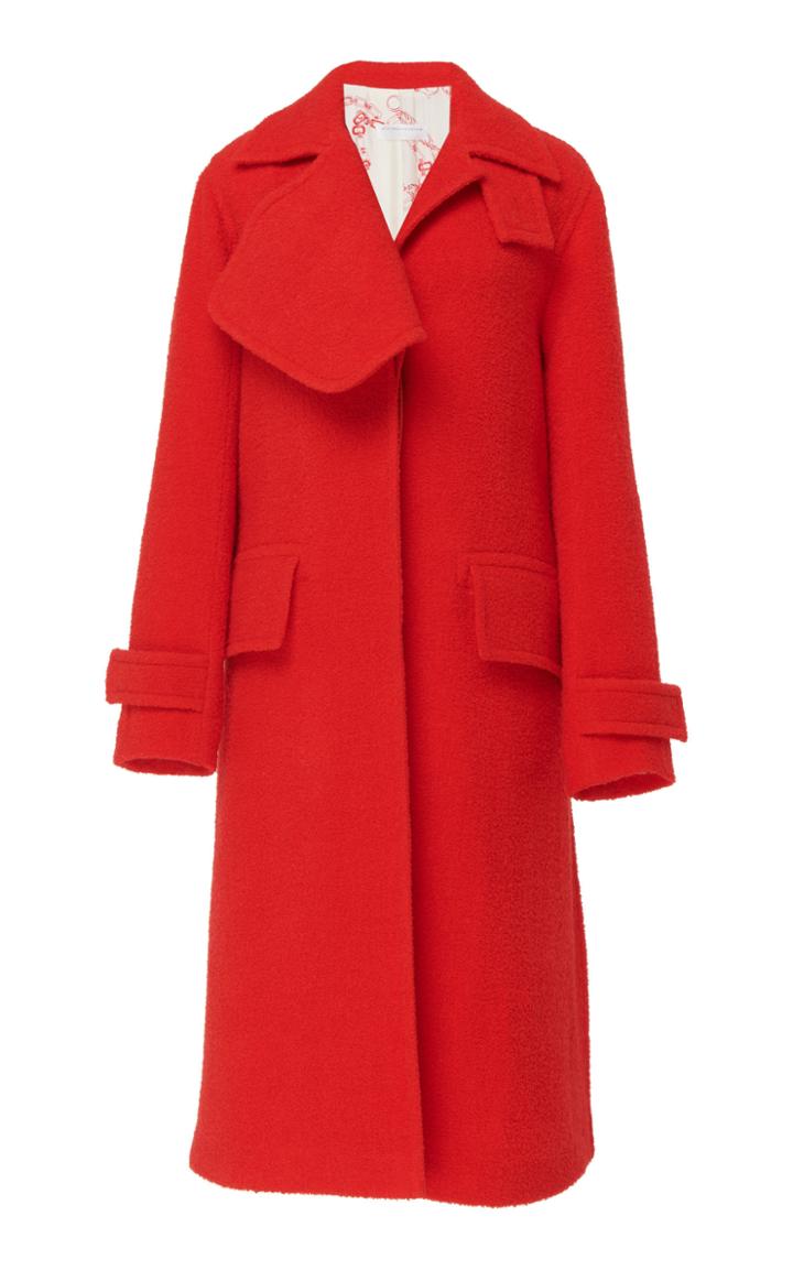 Victoria Beckham Flared Wool-blend Pointed Collar Coat