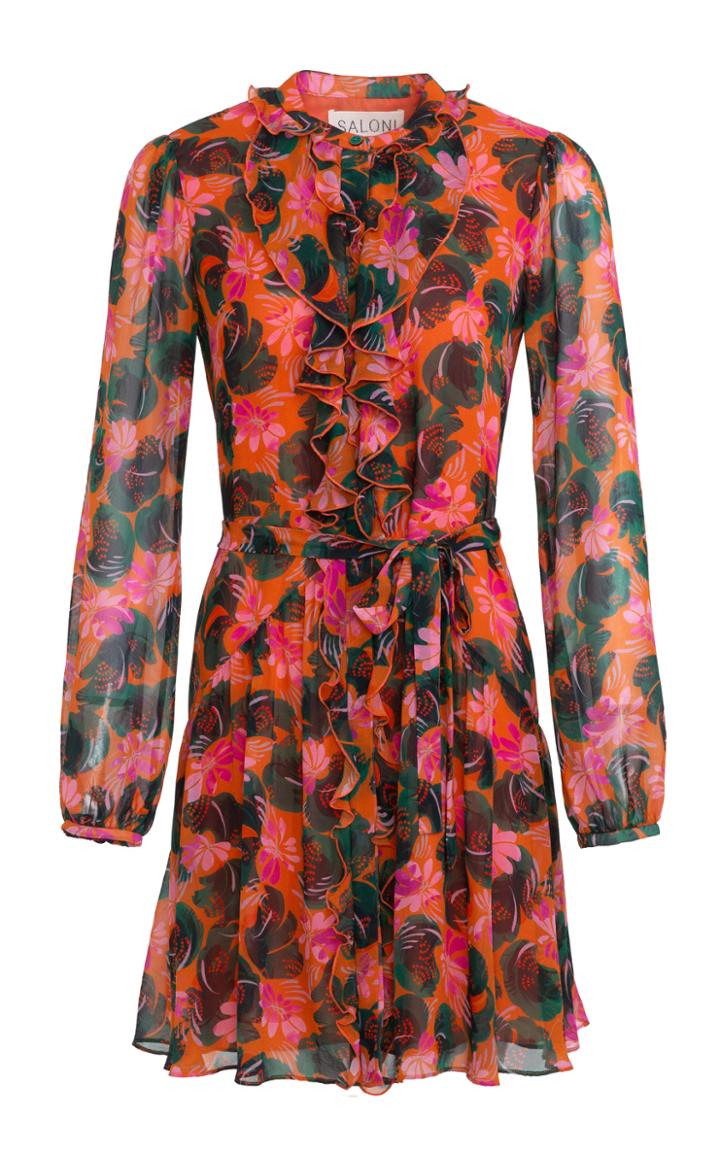 Moda Operandi Saloni Tilly Ruffled Silk-georgette Dress