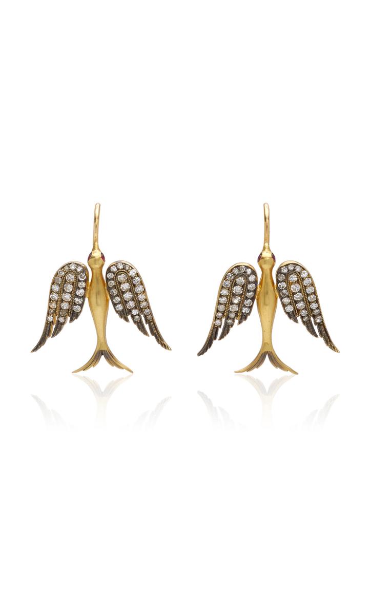 Moda Operandi Sylva & Cie 18k Yellow Gold, Diamond And Ruby Earrings