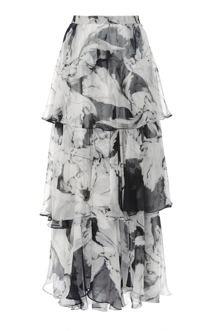 Costarellos Tiered Ruffle-accented Chiffon Skirt