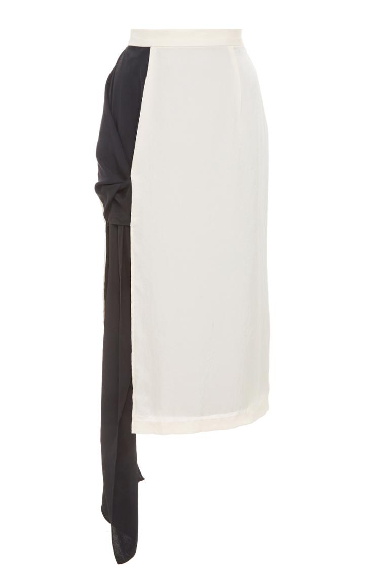 Arias Crepe Two-tone Midi Skirt