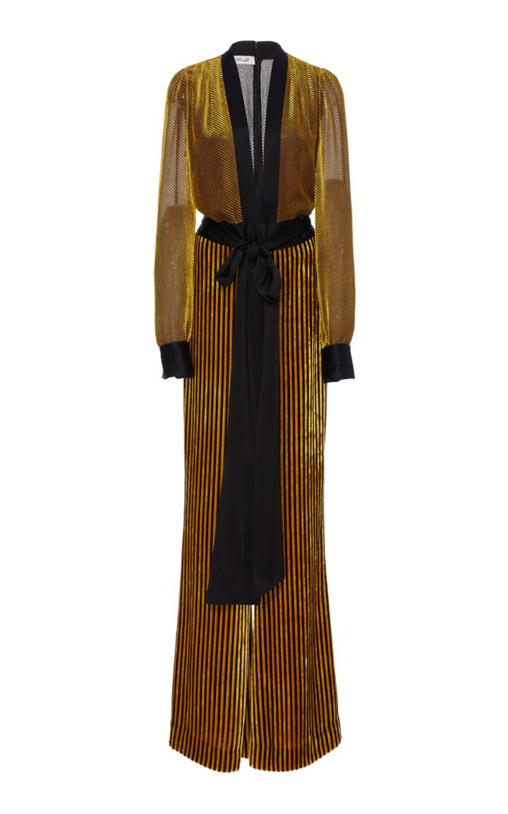 Diane Von Furstenberg Long Sleeve Sash Jumpsuit
