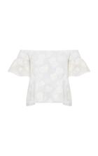 Razan Alazzouni Voile Off The Shoulder Puff Sleeve Top