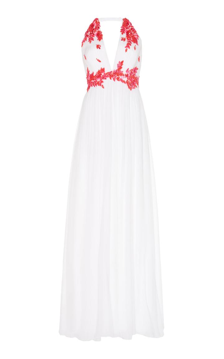 Andrew Gn Embroidered Halter Gown