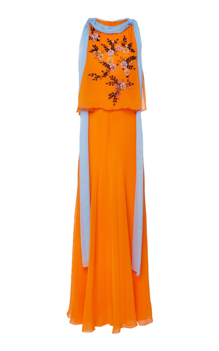 Carolina Herrera Tiered Embroidered Gown